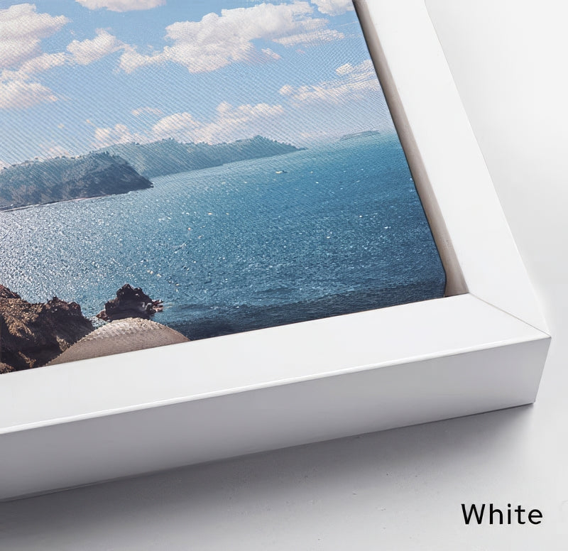 White Floating Canvas frame detail